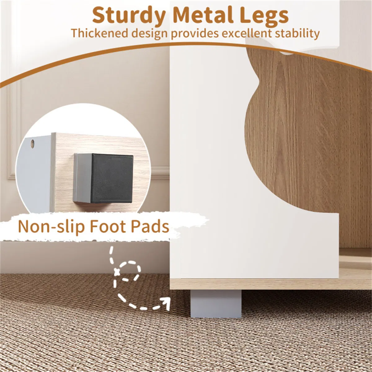 Multipurpose Wooden Cat House Nightstand, Sturdy Metal Base Anti-Slip Pet Furniture photo 5