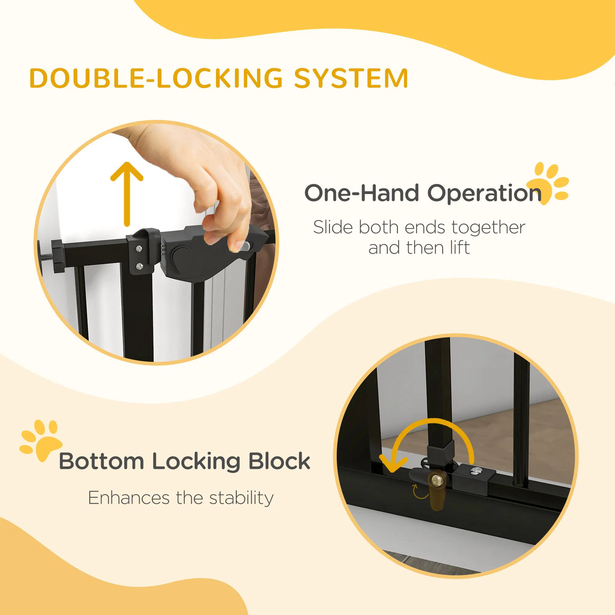 36" Easy Open Indoor Dog Gates for Doorways, House, Stair - Black photo 2