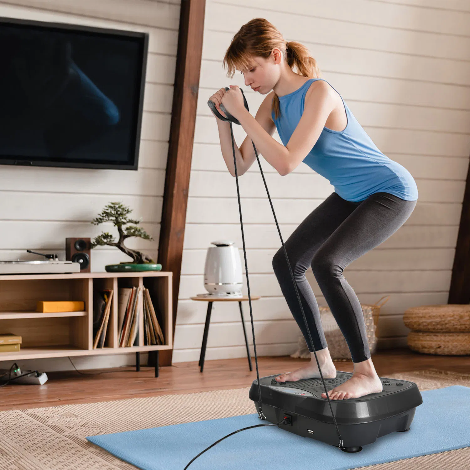 Whole Body Vibration Plate Exercise Machine 1–120 Speed Levels with 2 Resistance Bands, Touch & Remote Control Vibration Platform with Bluetooth USB Music Play for Home Fat Loss Workout photo 2