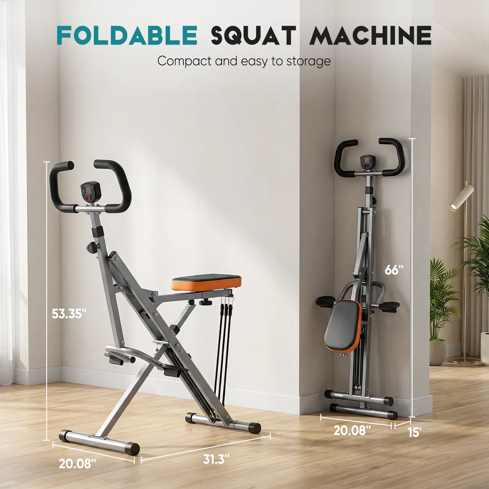 Home squat machine, a 330-pound weight-bearing lower body exercise equipment with adjustable resistance, foldable fitness machine photo 3