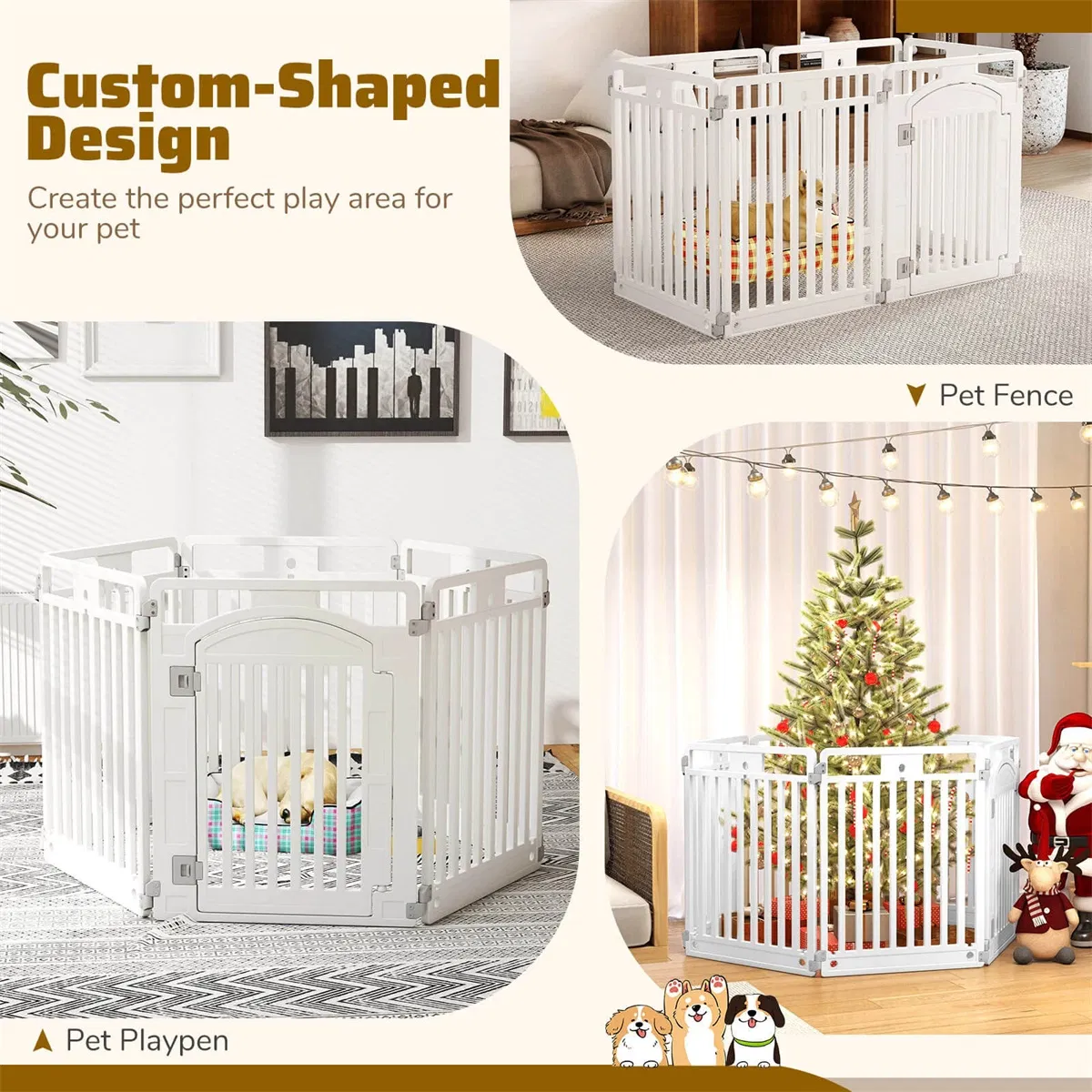 6-Panel HDPE Dog Playpen - Convertible Design (Playpen/Fence), Lockable Door, Suction Cups + Ground Stakes photo 1