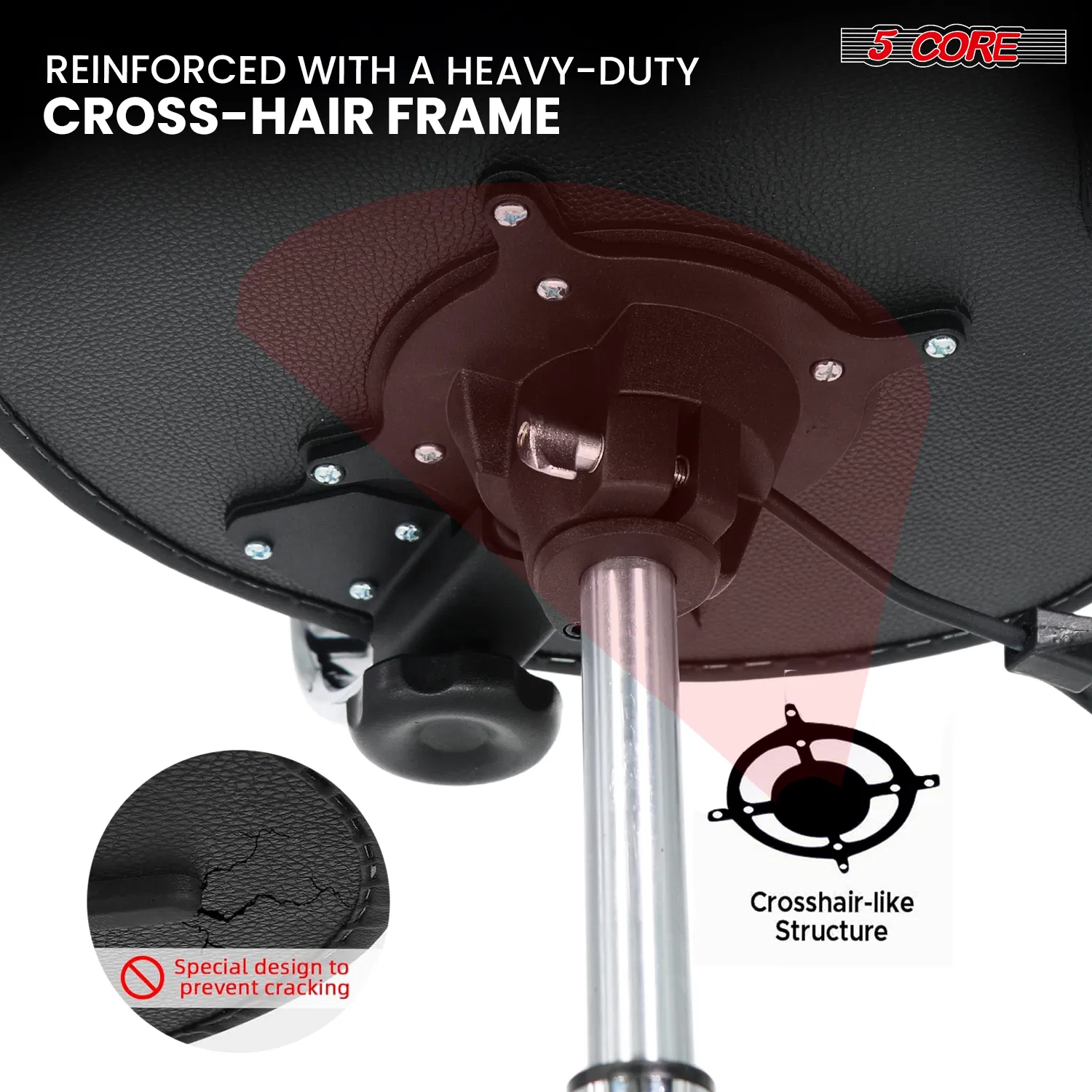 5 Core Drum Throne w Backrest 4" Padded Stool Airlift 25" Adjustable Drummer Stool 441Lb Capacity photo 6