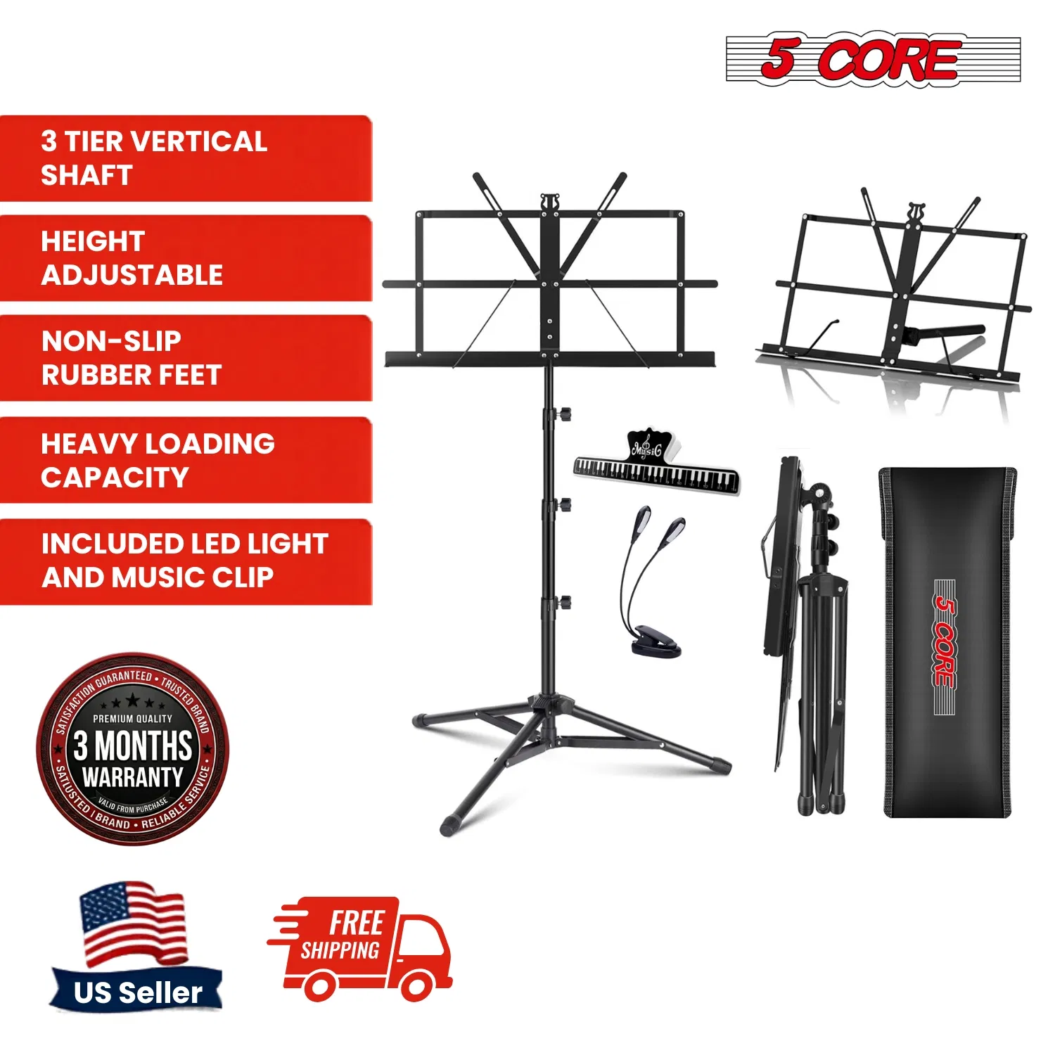 5 Core Music Stand Adjustable Desktop Book Stands Portable Sheet Holder All Metal Foldable Bookstand photo 6