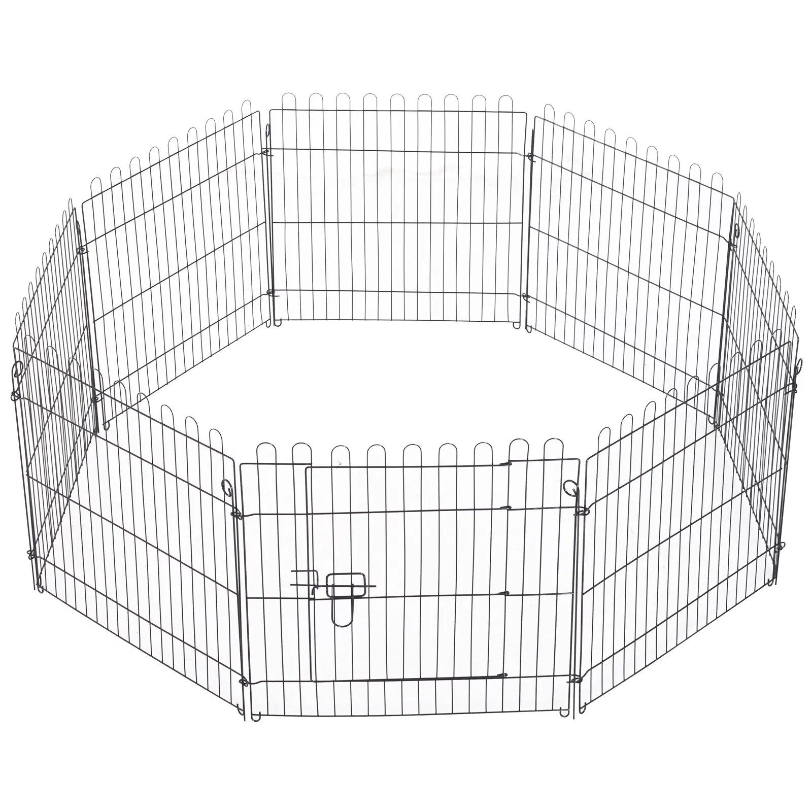 24inch 8-Panel Dog Playpen Octagon Pet Exercise Playpen Crate Foldable Dog Cage Pen Puppy Kennel, Black photo 1