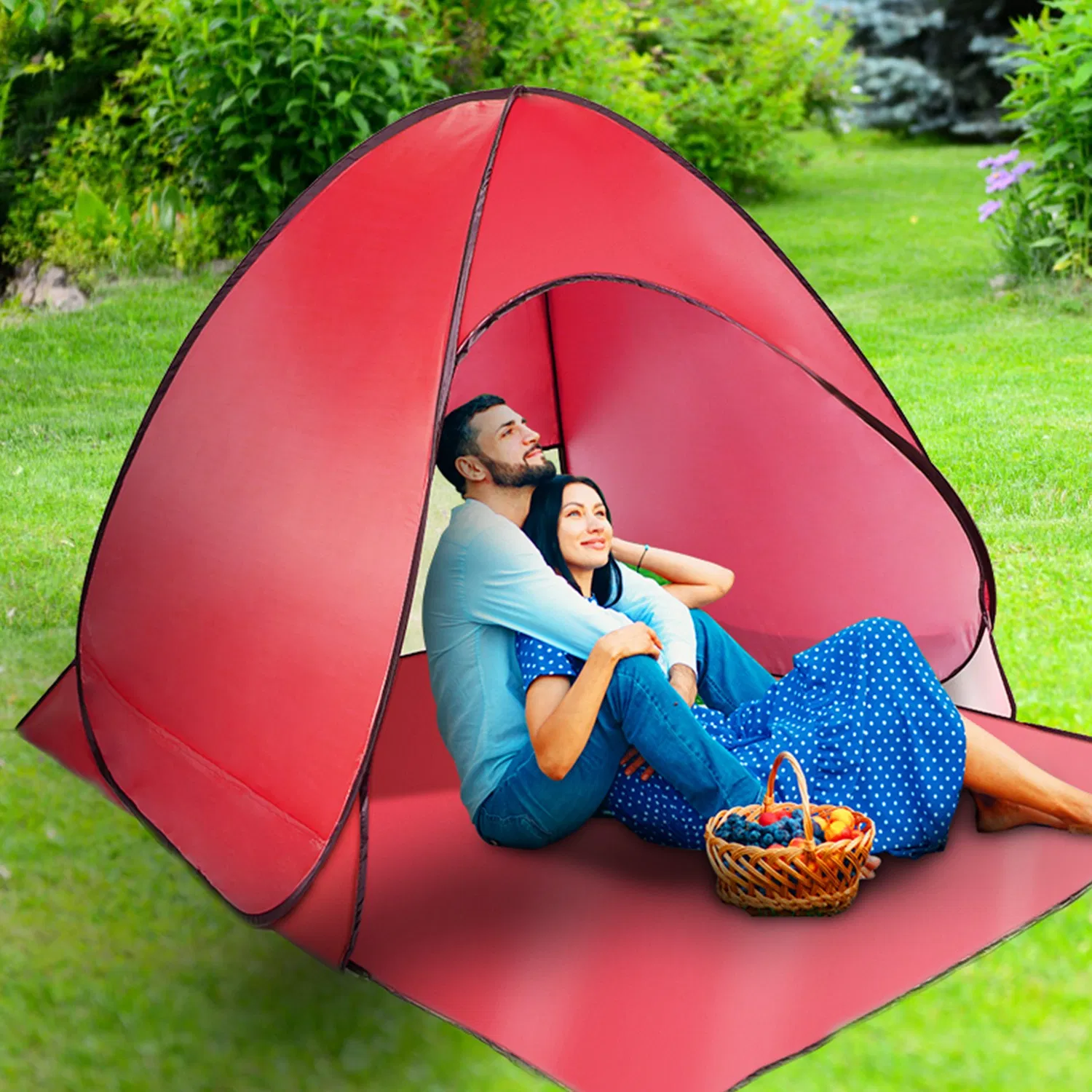Pop Up Beach Tent Sun Shade Shelter Anti-UV Automatic Waterproof Tent Canopy for 2/3 Man w/ Net Window Storage Bag for Outdoor Beach Camping Fishing Park Lake photo 6