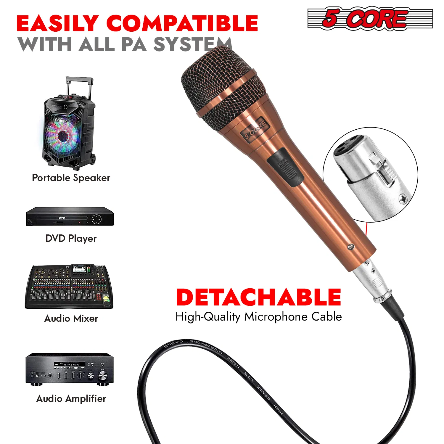 5Core Couple Karaoke Microphone Pair Handheld Dynamic XLR Mic for Him & Her Clear Sound Stylish Look photo 8