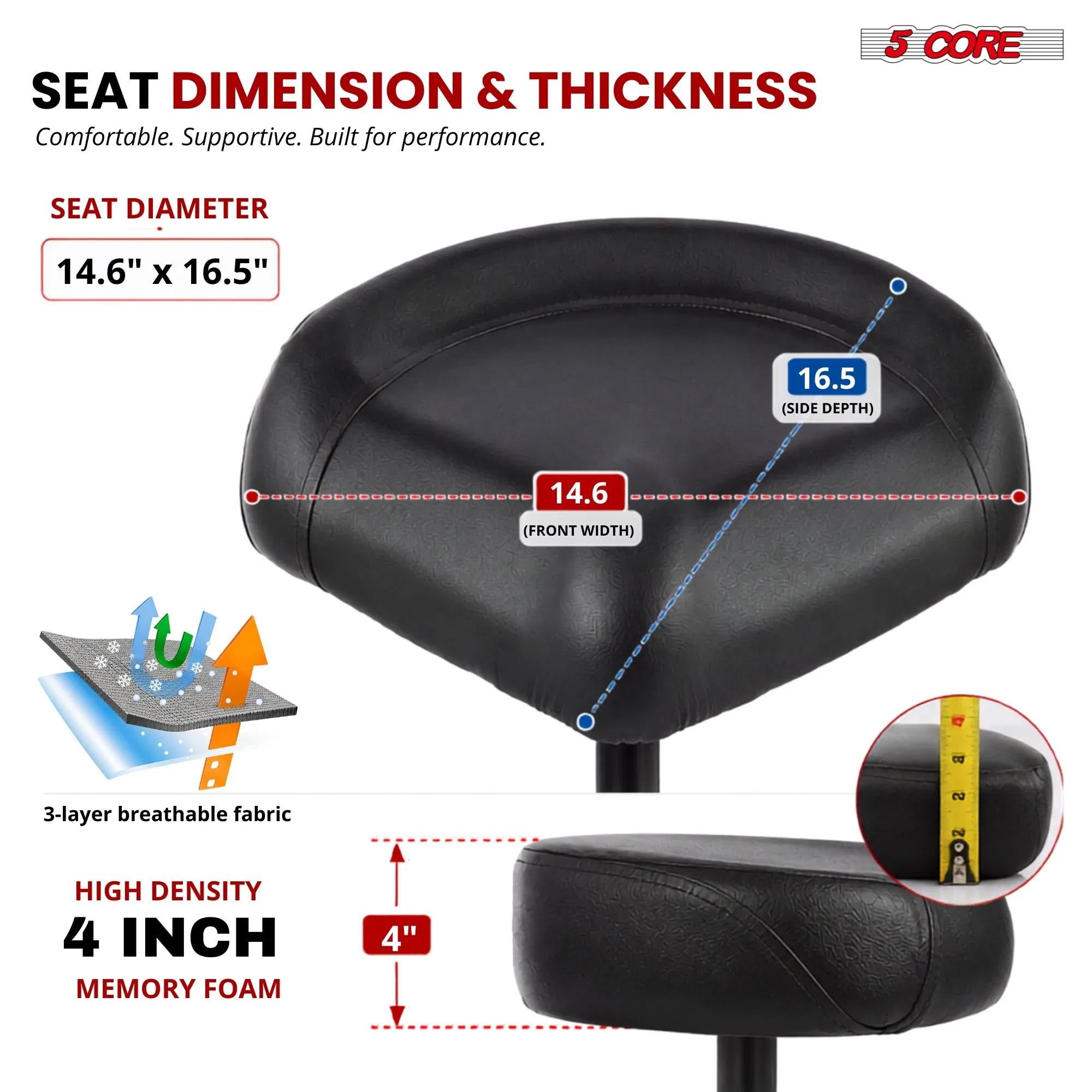 5 Core Guitar Stool 4 Inch Padded Drum Throne Adjustable Musician Seat for Drummers Guitarist photo 7