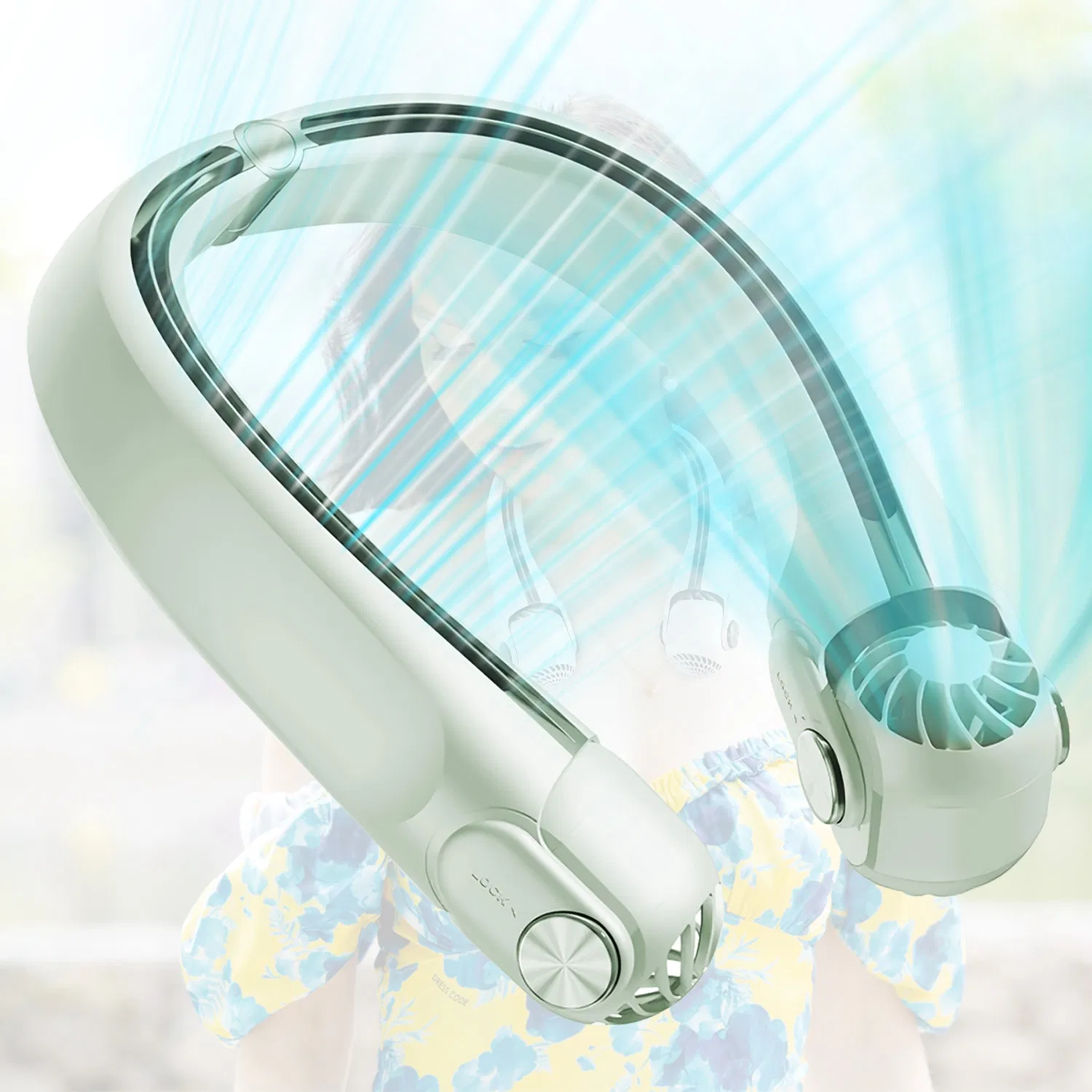 Portable Neck Fan Hands-free Cooling Neck Fan with 3 Speeds 360ºAir Flow Adjustable Neck Width for Home Office Travel Dormitory photo 2