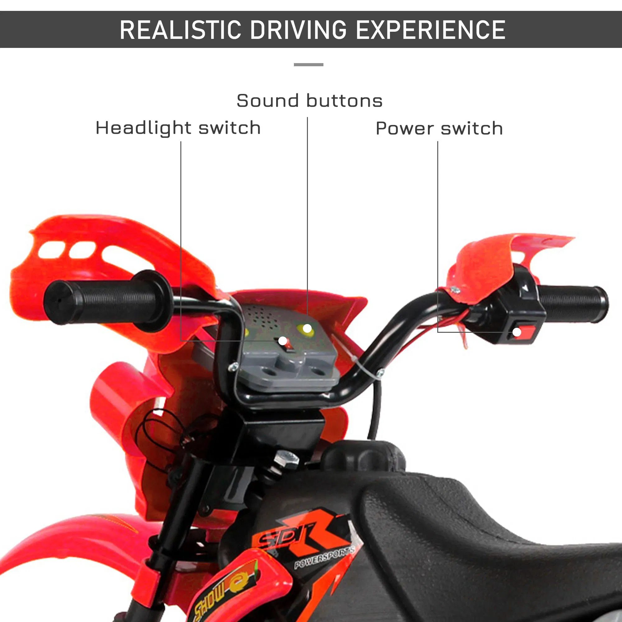 6V Kid Electric Ride On Motorcycle Powered Dirt Bike Battery Scooter For 3-6 Year Old Kids Toddlers W/ Training Wheels Red photo 3