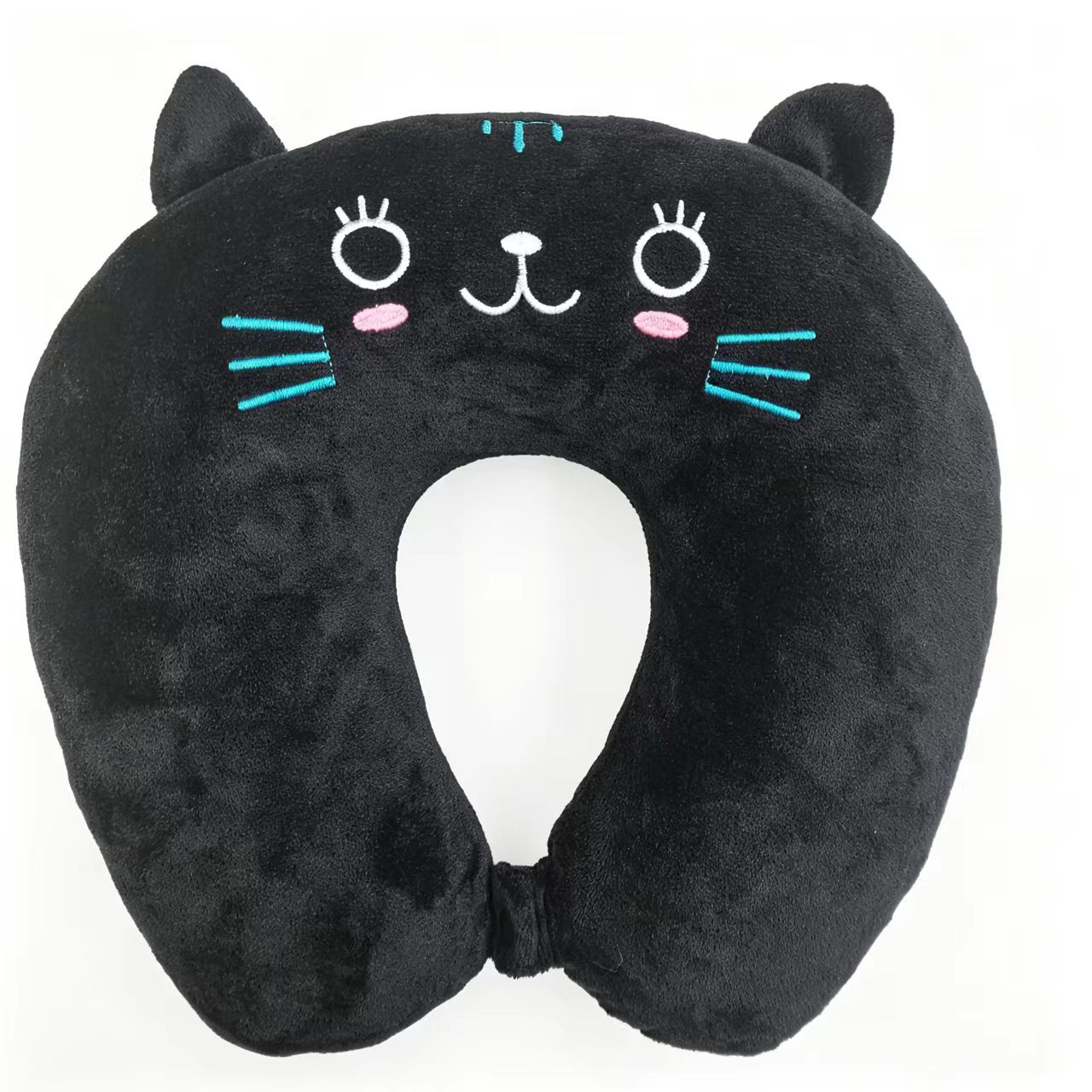 Black Cat U Pillow Plush Neck Support Travel Pillow With Button Closure Cozy Cushion For Car Seat  Home Rest photo 1