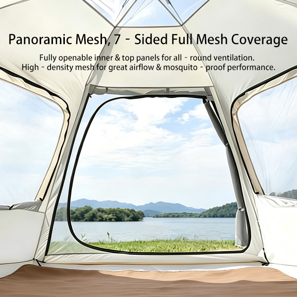 Cream White Instant Pop Up Tent - 3 Second Quick Setup Outdoor Shelter, Windproof Waterproof With Panoramic Mesh Skylight, Extra Spacious Sunshade Canopy For Picnic, Beach, Backyard, Music Festival photo 2