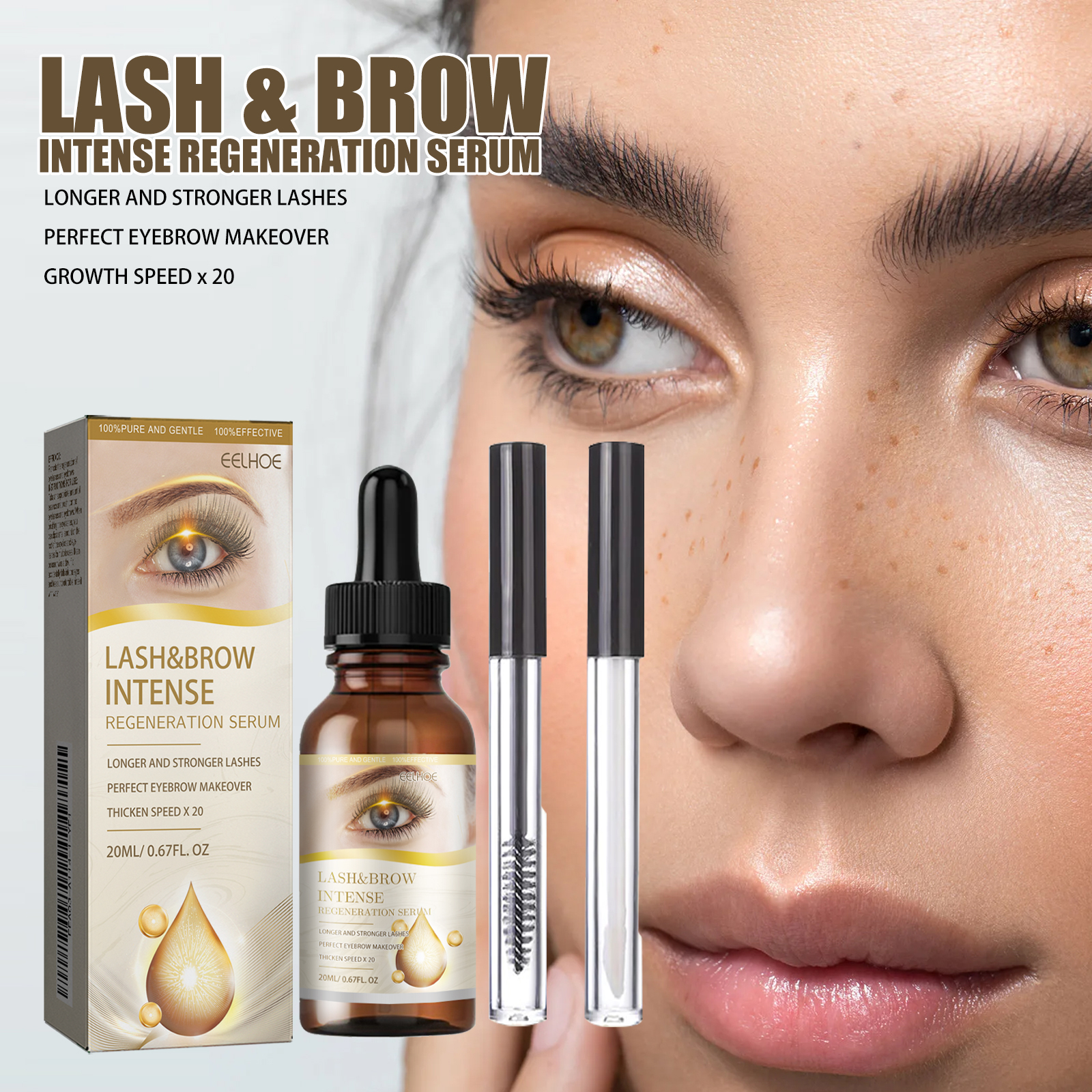 Eyelash Eyebrow E Ssence Set 20ml 1box-1 Eyelash Brush-1 Eyebrow Brush photo 5