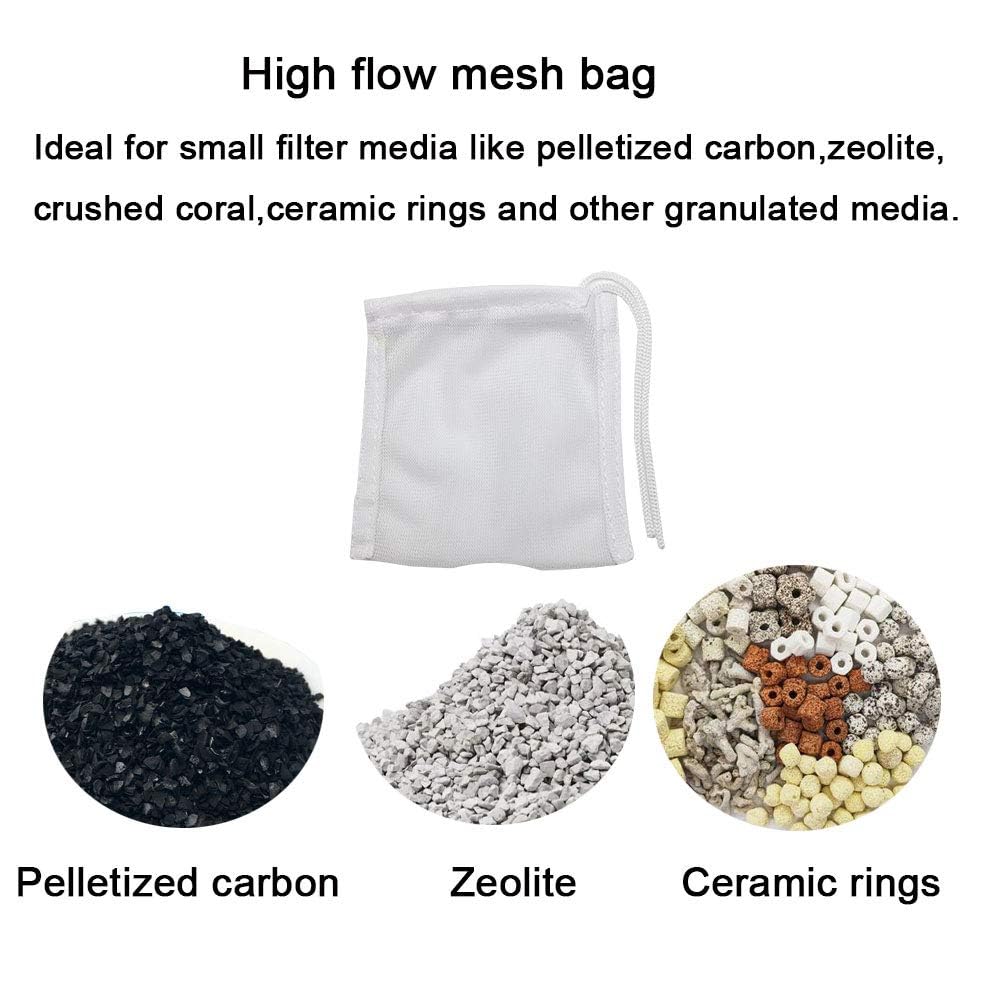 Fish Tank Small Sized Filter Bags, 6 Pack High Flow Bags 3 By 4 Inches Aquarium Filter Media Mesh Bags With Nylon Drawstrings,White photo 5