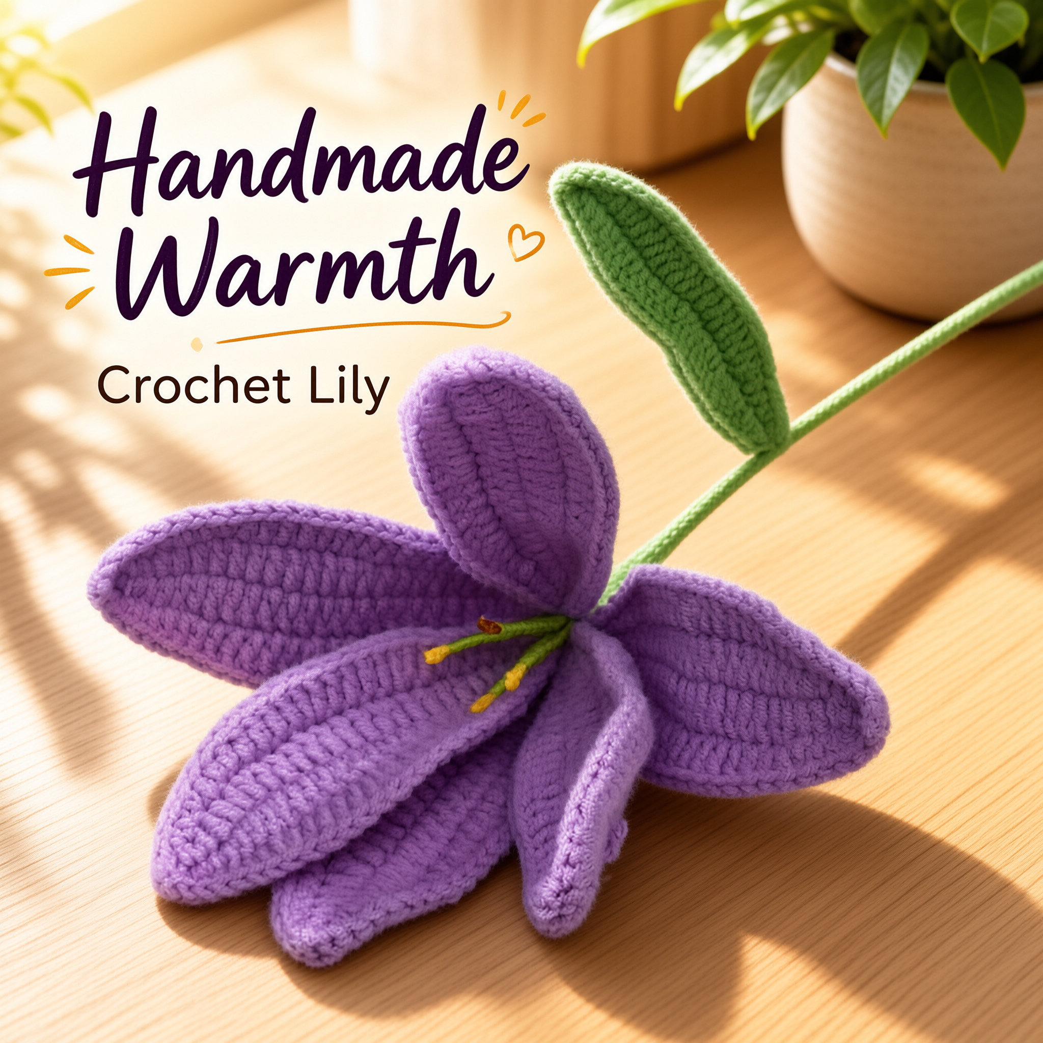 Hand Knitted Crochet Lily Flower Stem Artificial Knit Flower Bouquet For Home Decor Warm Ambience Ornament Wholesale photo 6