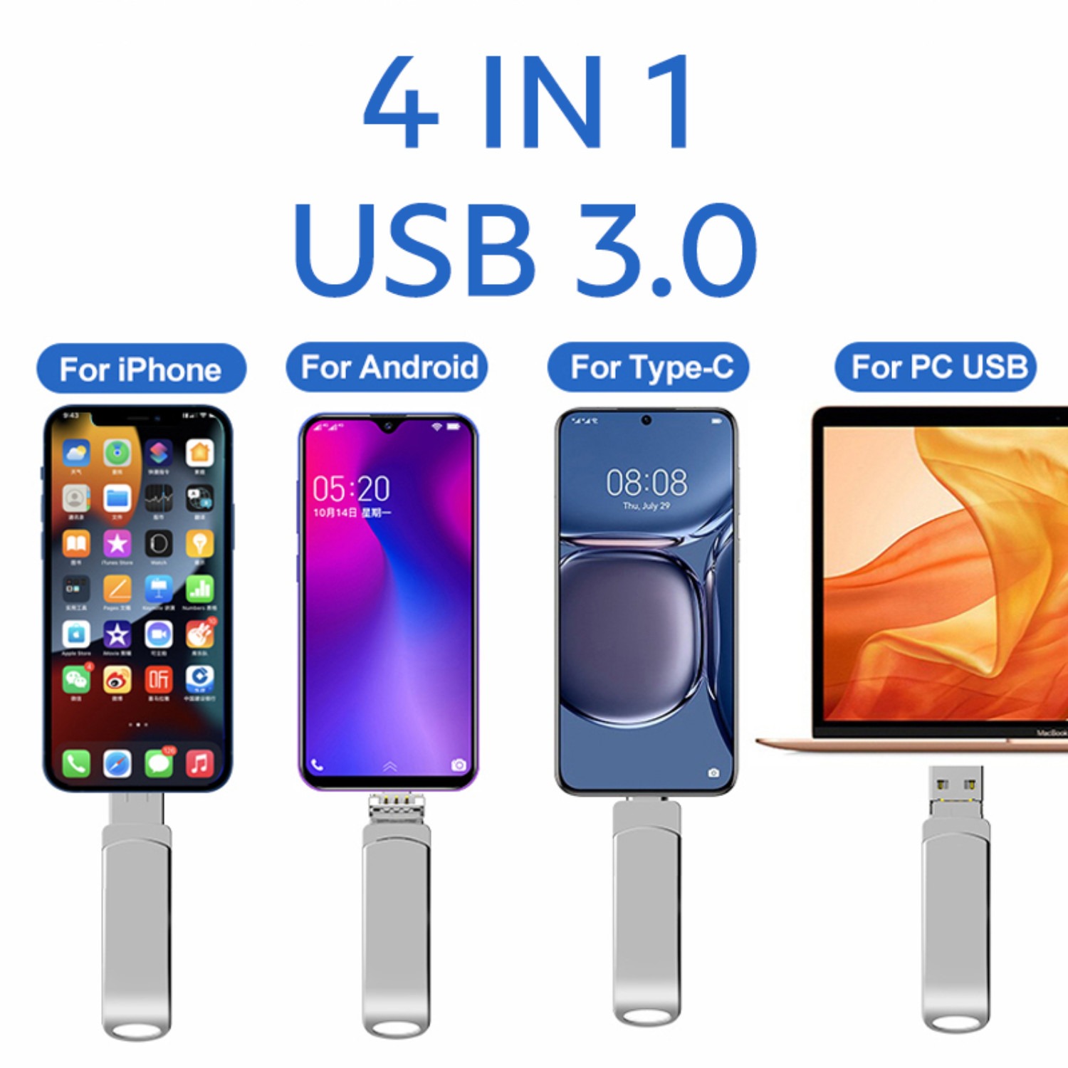 4 In 1 2TB USB 3.0  Drive Memory Stick For 13 14 15 16 Pro Max IPad photo 5