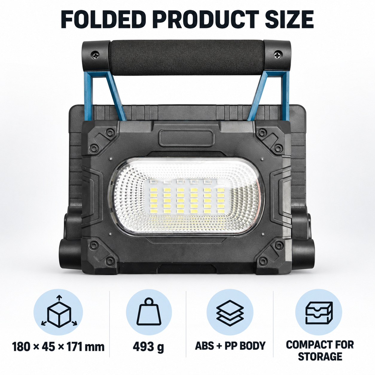 Solar Powered Rechargeable Magnetic Battery Display LED Flood Light W875 1 30W Portable Outdoor Red photo 2