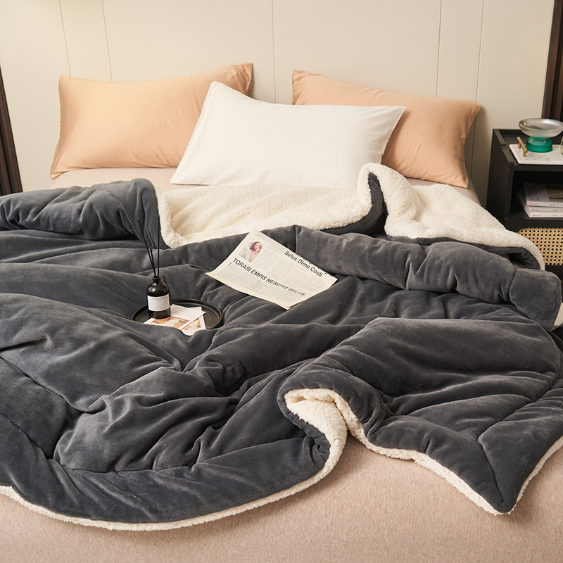 1PC Reversible Sherpa Throw Blanket, Thick Warm Plush Fleece Blanket For Sofa Couch Bed photo 6