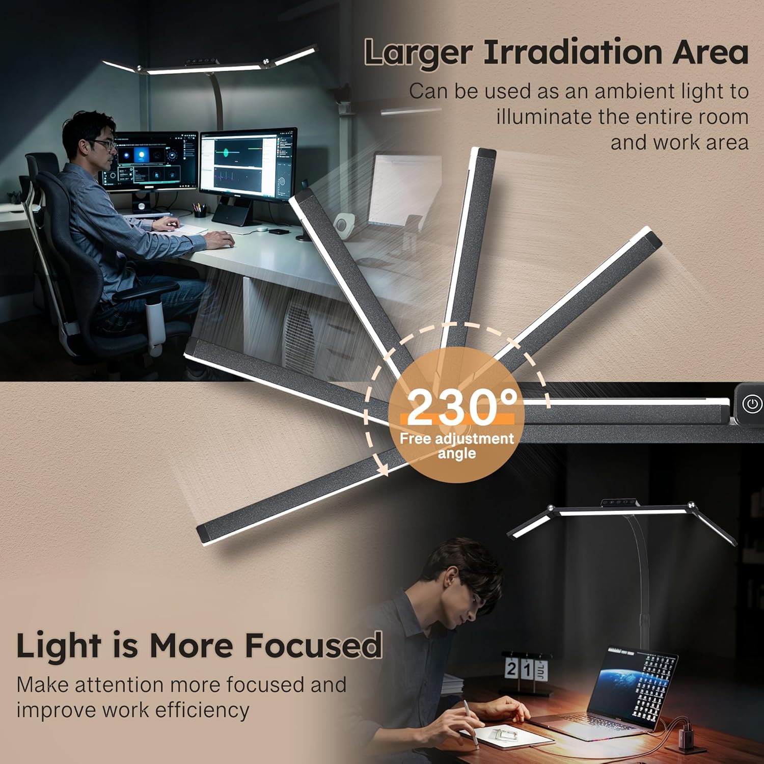 Led Desk Lamp With Clamp - Reading Table Lamp For Home Office With Atmosphere photo 2