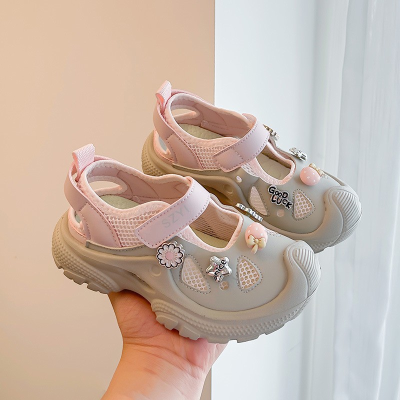 Trendy Brand Kids Mary Jane Sneakers, Hollow Out Heel Design, Hook-and-Loop Slip-On Breathable Mesh Shoes For Girls photo 6