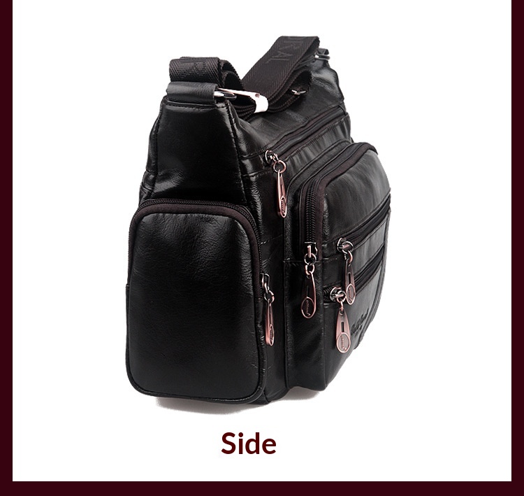 New Cowhide Single Shoulder Crossbody Bag For Middle-aged And Elderly Mothers, With Layered Leather And Leather For Casual Crossbody - Black photo 2