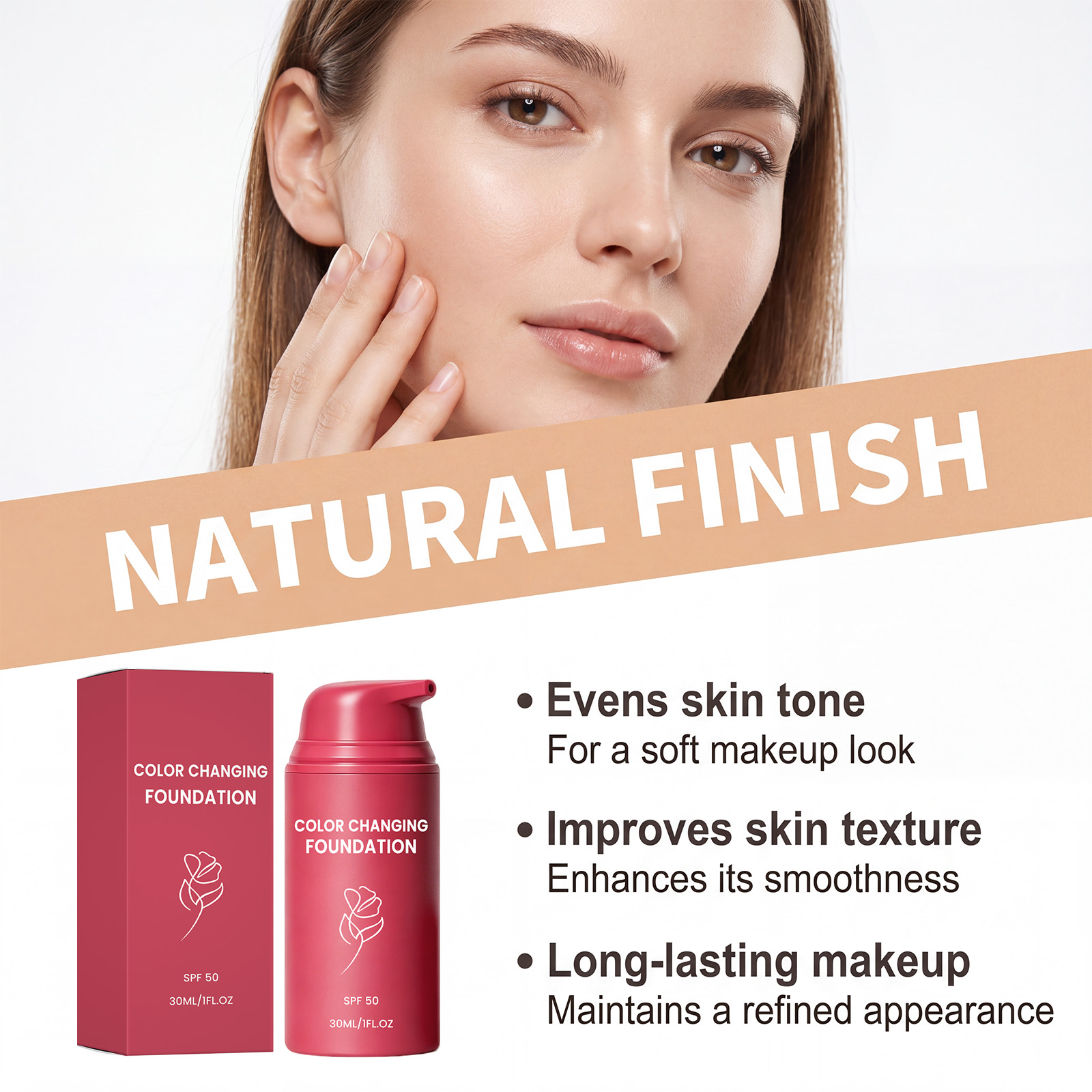 Temperature-adjustable Foundation Liquid  Natural Color 30ml Per Pack photo 3