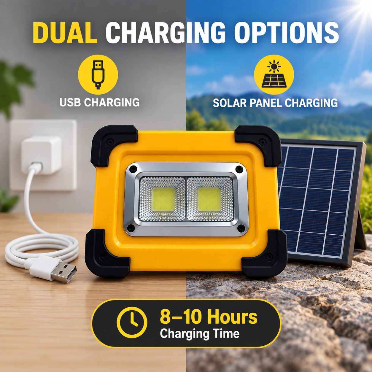 Solar Powered Rechargeable Magnetic COB LED Flood Light W854 6600mAh Battery 5 Hour Runtime Portable photo 2