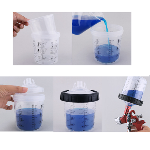 50 Sets Paint Spray Gun Cup Lids Liners Kit  Disposable Paint Spray Gun Cup For Automotive Paint Gun, HVLP Paint Spray Paint Gun, 20 Ounce Kit Paint Mixing Cups - 50 Cup Liners, 50 Lids With Strainer photo 4