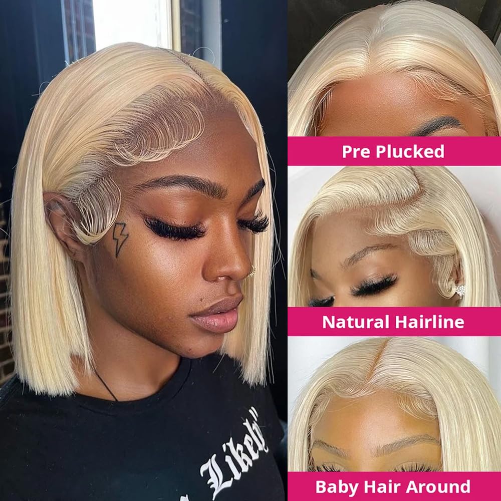 13x4 Lace Front Bob Wig, Color 613 Straight, Density photo 1