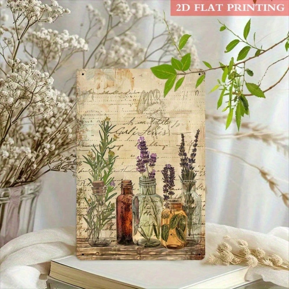Vintage Herbal Bottle Metal Sign 8x12, 2D Flat Botanical Plant Print Tin Art photo 2