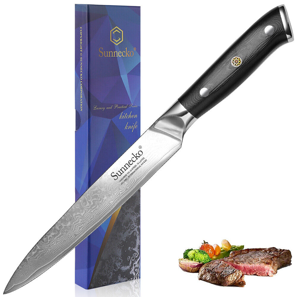 Sunnecko Carving Knife 8 Inch Sharp Meat Slicing Damascus Steel Kitchen Cleaver photo 1