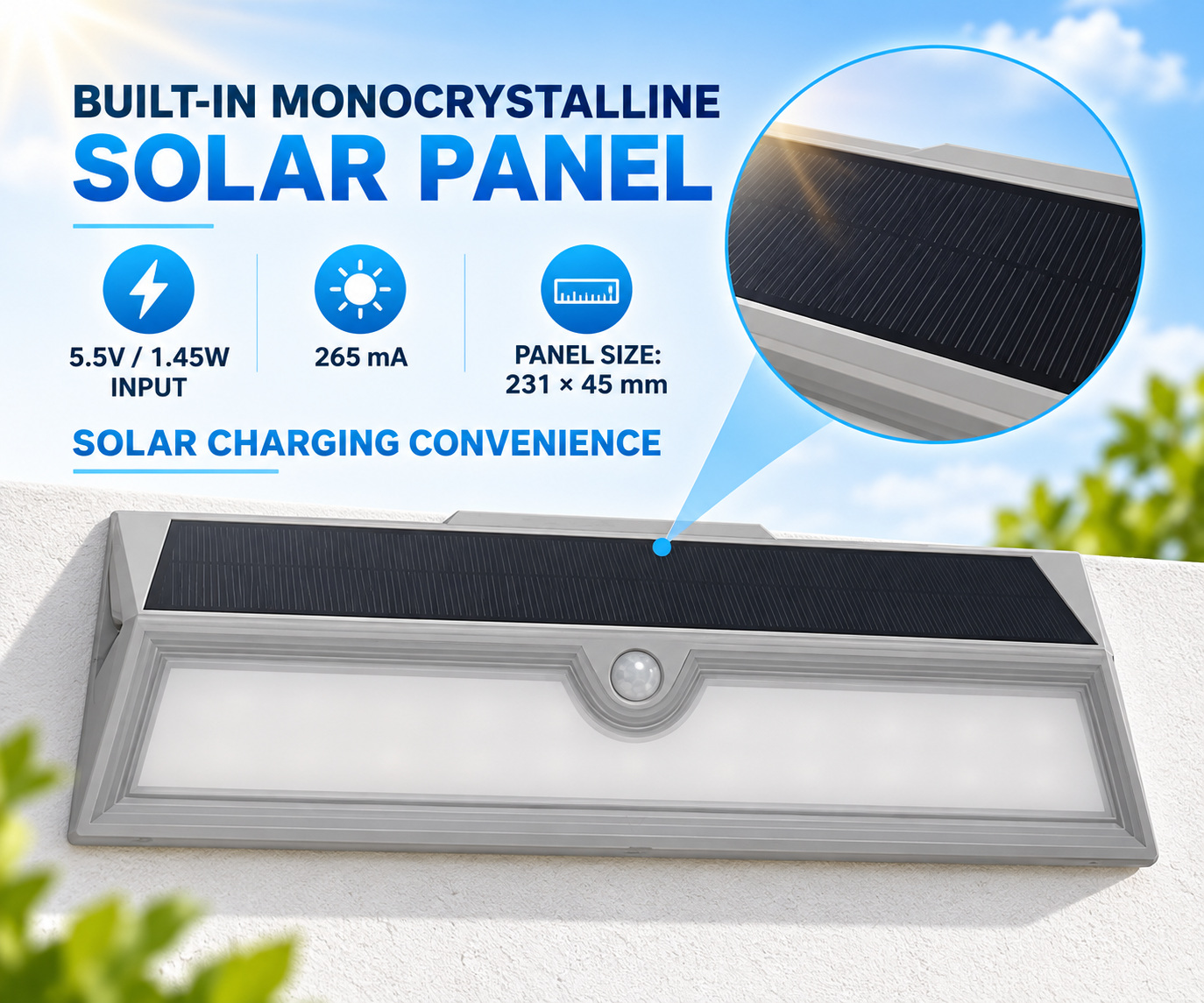 Solar Powered Rechargeable Motion Sensor LED Work Light 1800mAh For Auto W123 1x 18650 Battery photo 8