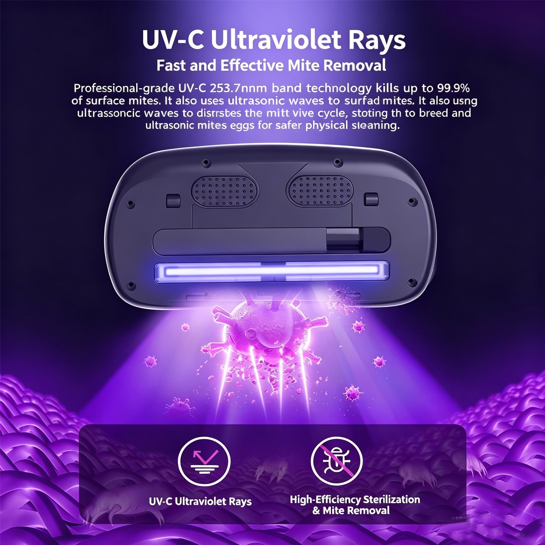 Handheld Mite Remover Home Bed Mattress Vacuum Sofa Cleaner Charging UV Cleaner photo 3
