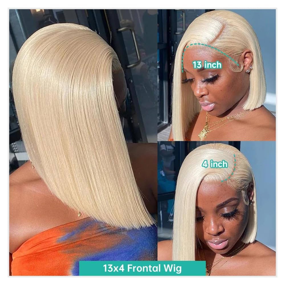 13x4 Lace Front Bob Wig, Color 613 Straight, Density photo 4