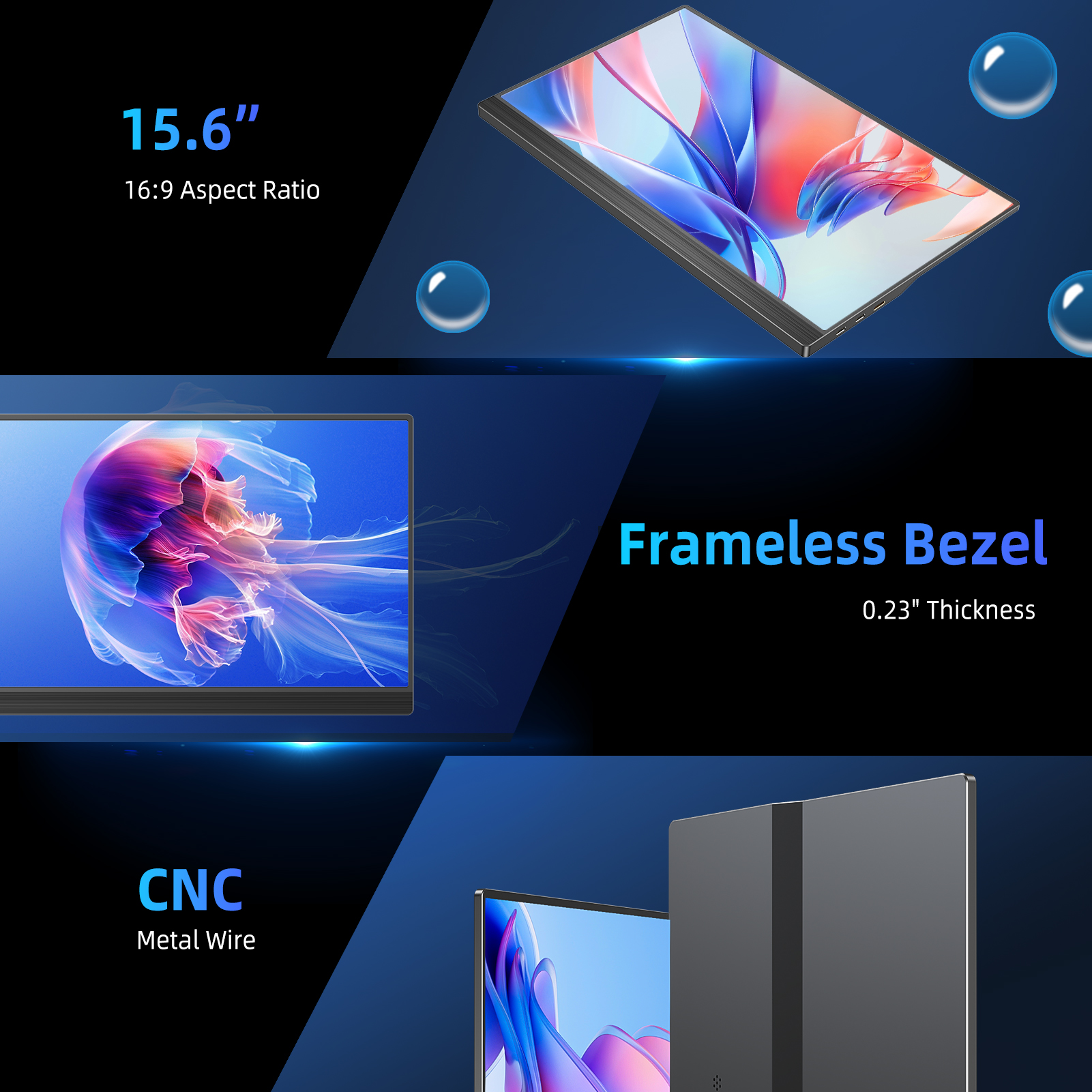 UPERFECT QLED 4K UHD Portable Monitor, 145 Percent SRGB, 500 Nits, 1500 To 1 Contrast, HDR FreeSync, 15.6 Inch Gaming Display, Type C HDMI, VESA And Smart Case. photo 3