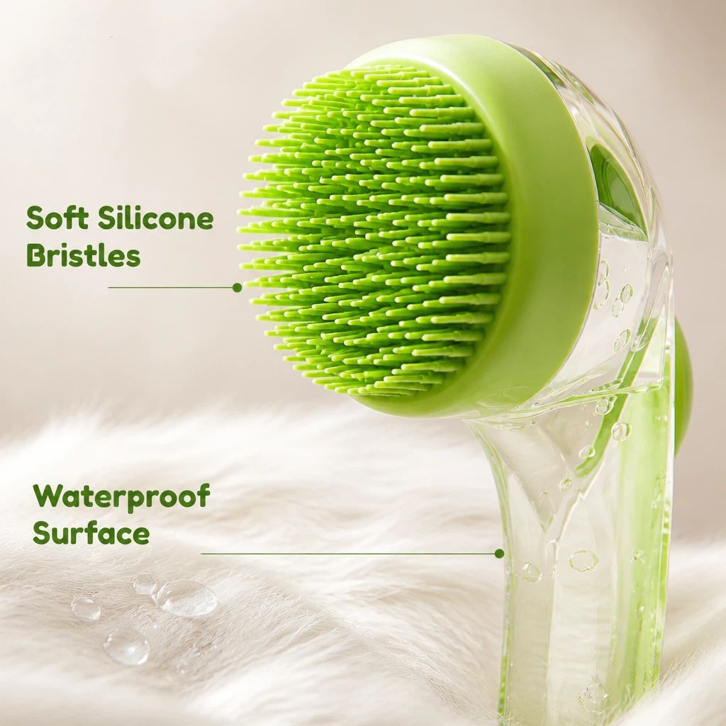 2 Pack Long & Short Handheld Dog Cat Shower Brush With Liquid Dispenser, Soft Silicone Grooming Brush For Pet Bathing & Massage photo 5