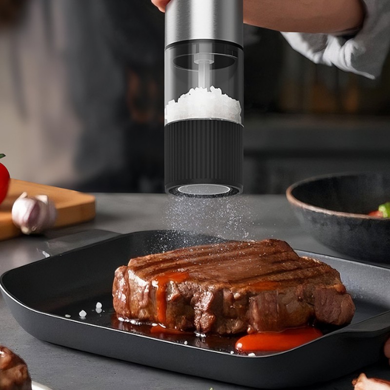 2PCS Electric Salt And Pepper Grinder Auto Mill Shaker Adjustable Coarseness V photo 2