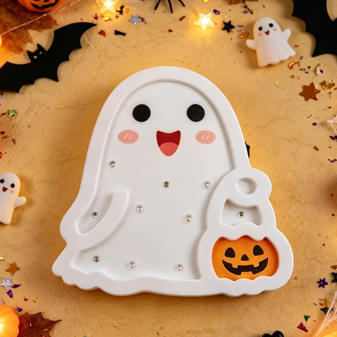 Halloween Wooden Ghost Table Sign, Light-Up Tabletop Decor For Home, Office And Halloween Parties photo 5