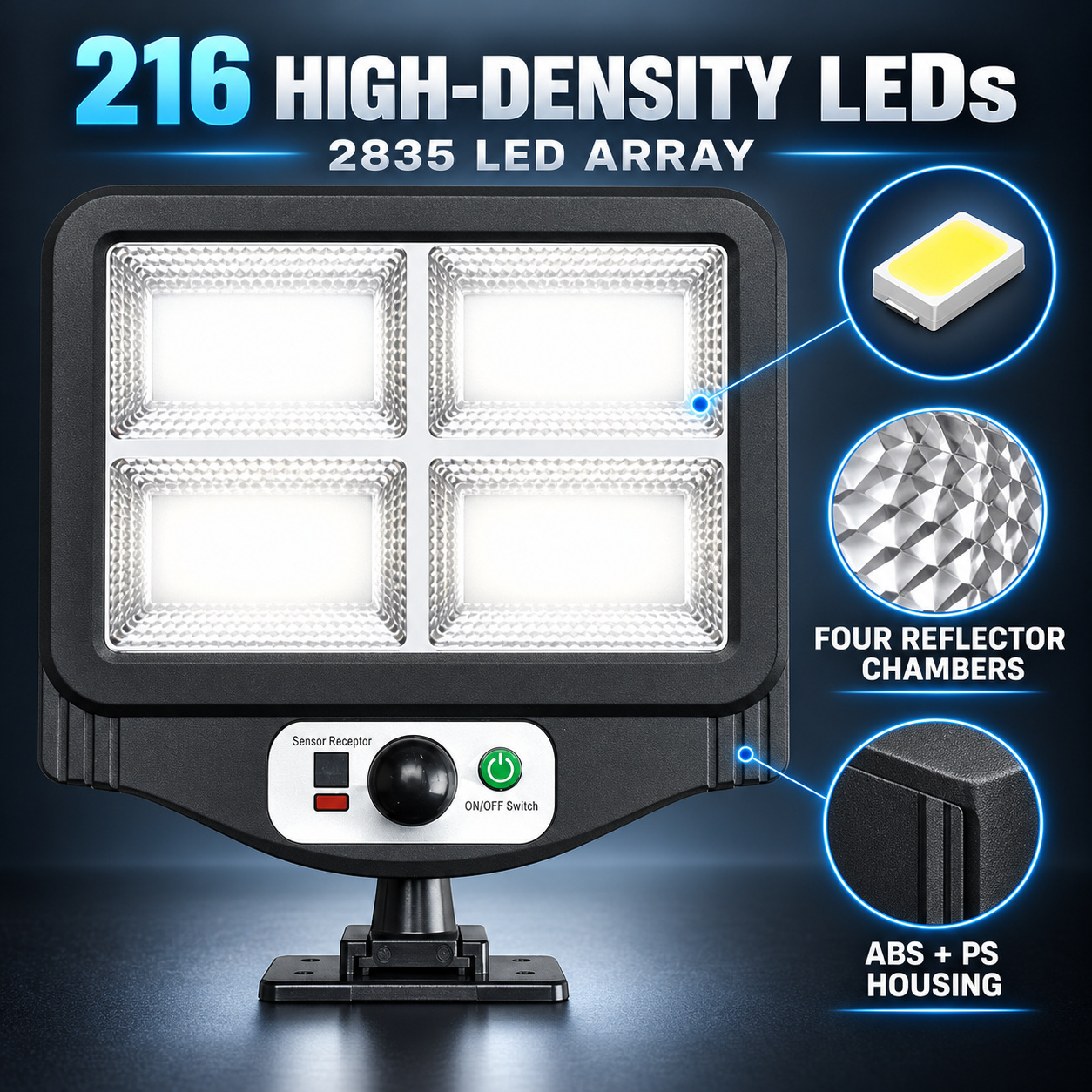Solar Powered Rechargeable Motion Sensor LED Work Light 1500mAh For Auto W780 4 Street Remote photo 2