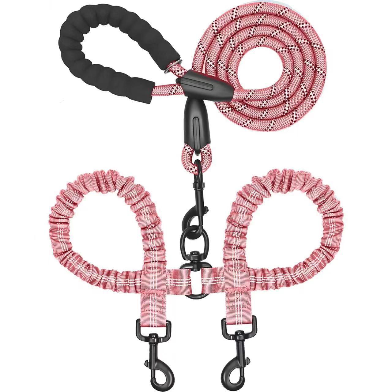 Double Dog Leash,No  Dual Leash,  Swivel  Free Bungee Walking Training For Medium Small Dogs, Shock Absorbing Bungee Reflective For Two Dogs photo 8
