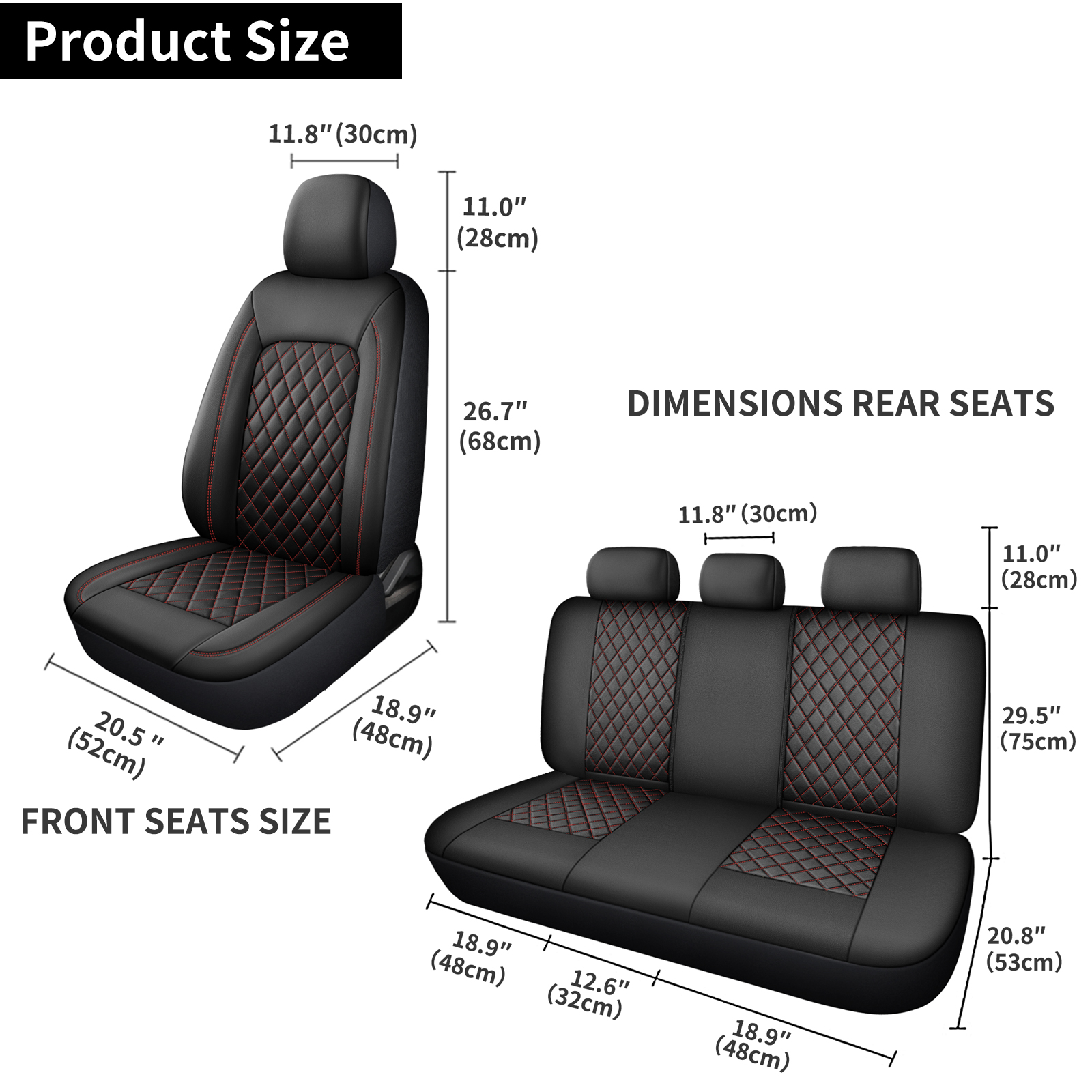 Single Line Diamond Grid PU Leather Car Seat Covers photo 5