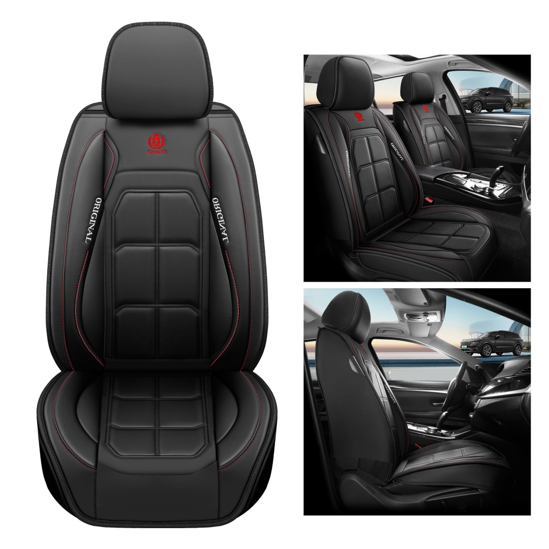 Universal 5 Seats Full Leather Car Seat Covers 8 Optional Colors Wear Resistant Auto Interior Seat Cushion Protectors For Most Vehicles photo 5