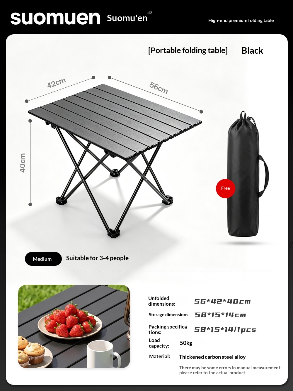 Ruida Outdoor Folding Table Carbon Steel Iron Picnic Table And Chair Portable Camping Egg Roll Table Outdoor Supplies Equipment Suit photo 7