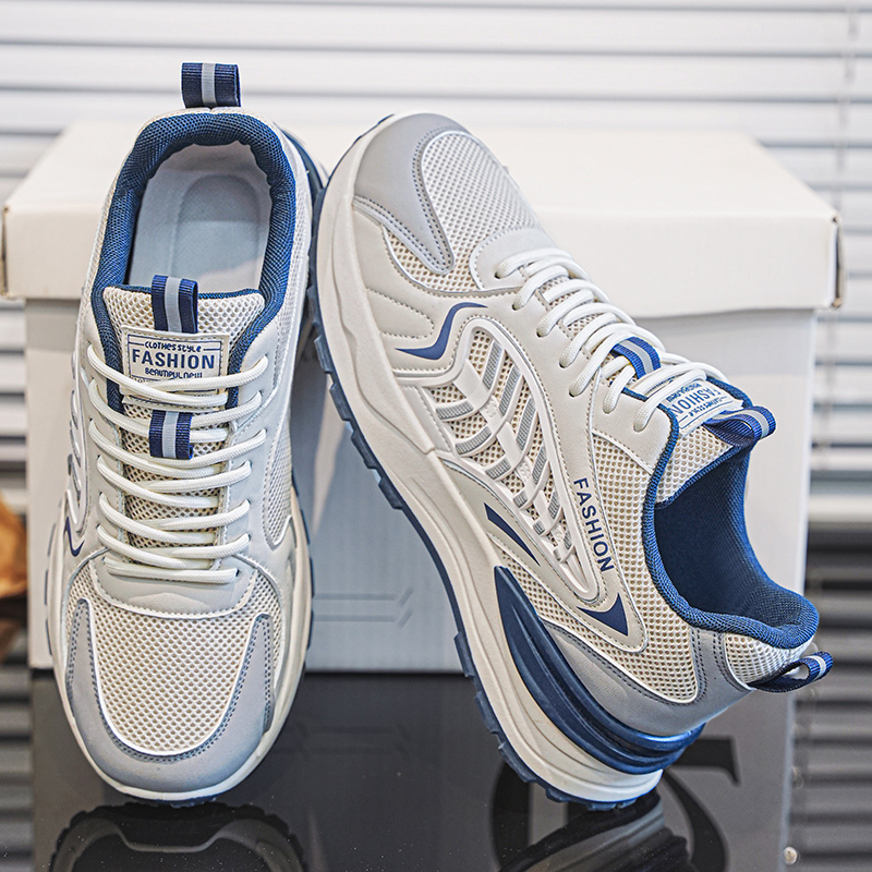 New Men's Breathable Mesh Sports Shoes, Korean Trendy Versatile Thick Sole Casual Dad Sneakers, Fashion Footwear For Men photo 4