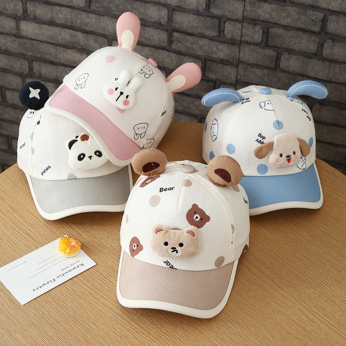 New Cute Three-dimensional Baby Dolls With Cartoon Prints And Ear Shapes. Soft-brimmed Elastic Baseball Caps. Perfect For Outdoor Outings And Playtime. photo 3