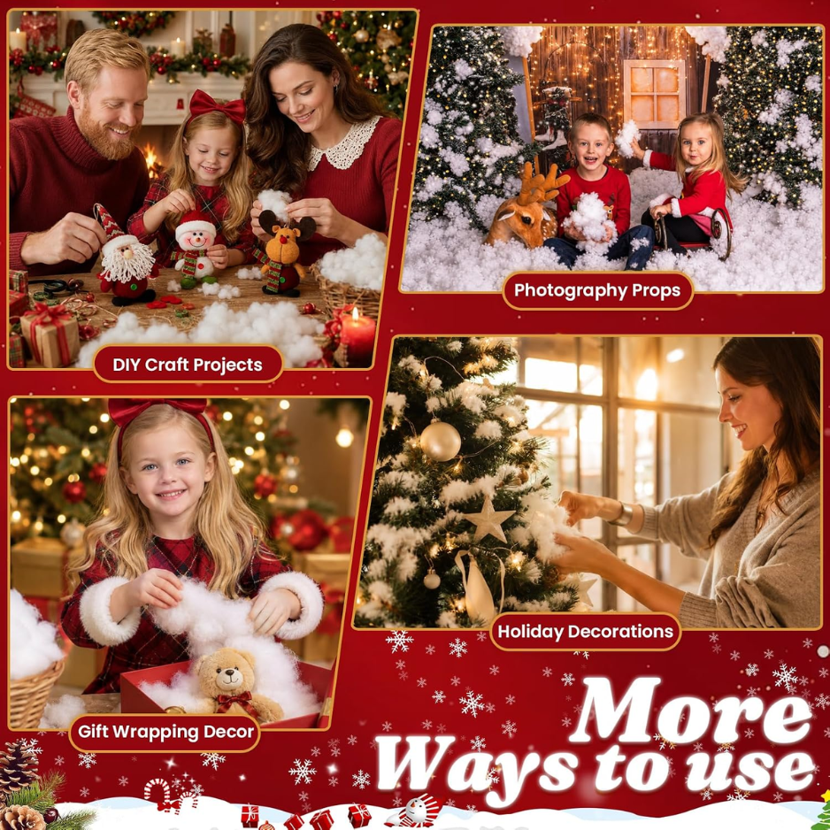 Christmas Decoration Fake Snow, Artificial White Clouds For Christmas Tree 110 G Fluffy  Cotton Snow  Realistic Snow Look Flame Resistant For Village photo 5