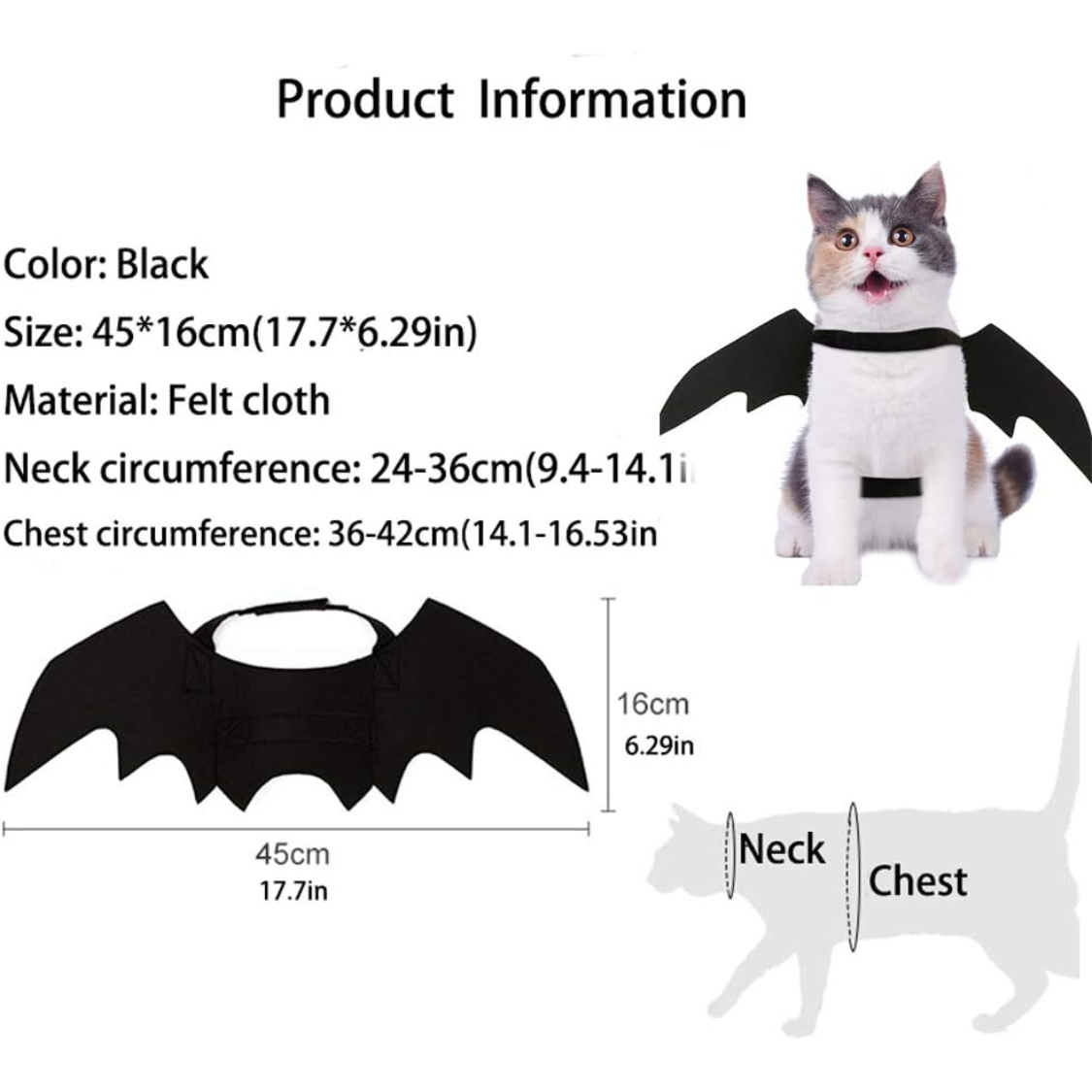 Pet Cat Bat Wings For Halloween Party Decoration, Puppy Collar Leads Cosplay Bat Costume,Cute Puppy Cat Dress Up Accessories photo 6