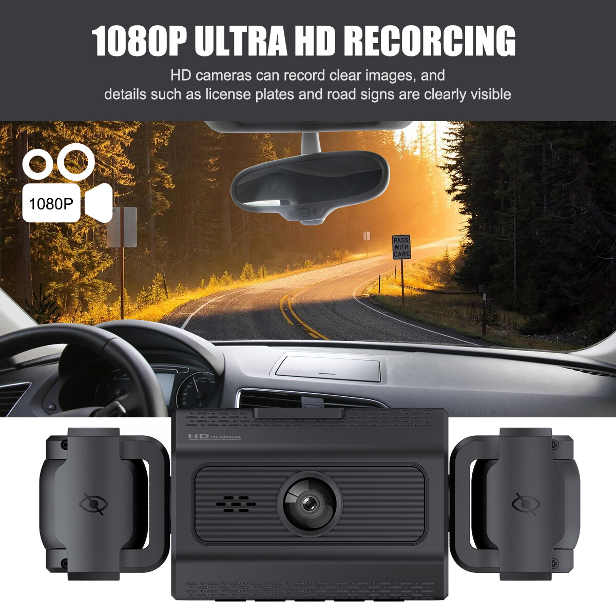 3 Channel Dash Cam 360-degree Dash Camera HD 4K 1080P 3 Lens Driving Recorder 32G Card photo 2