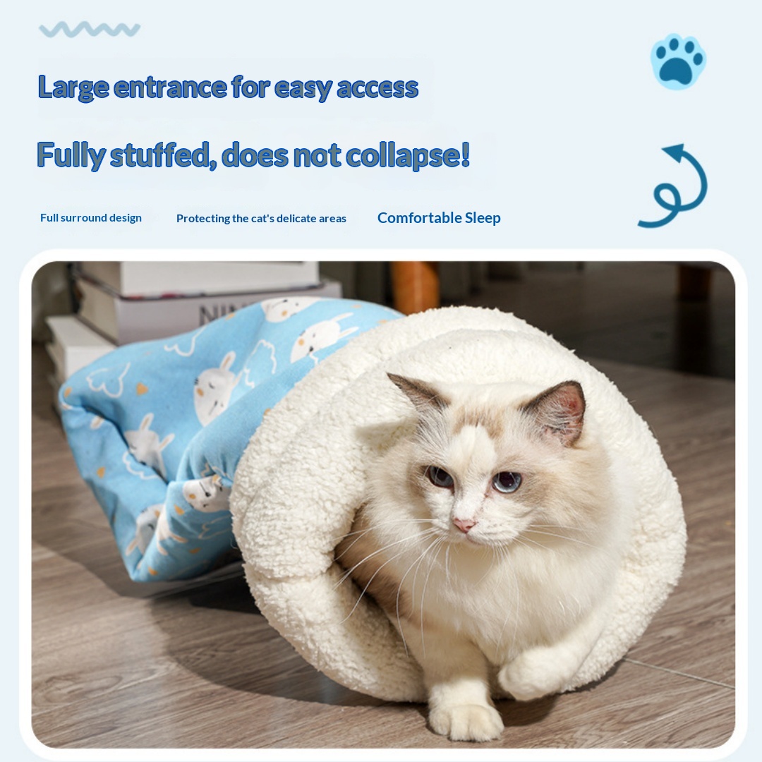Thickened Cute Cartoon Enclosed Cat Sleeping Bag For Autumn Winter photo 4