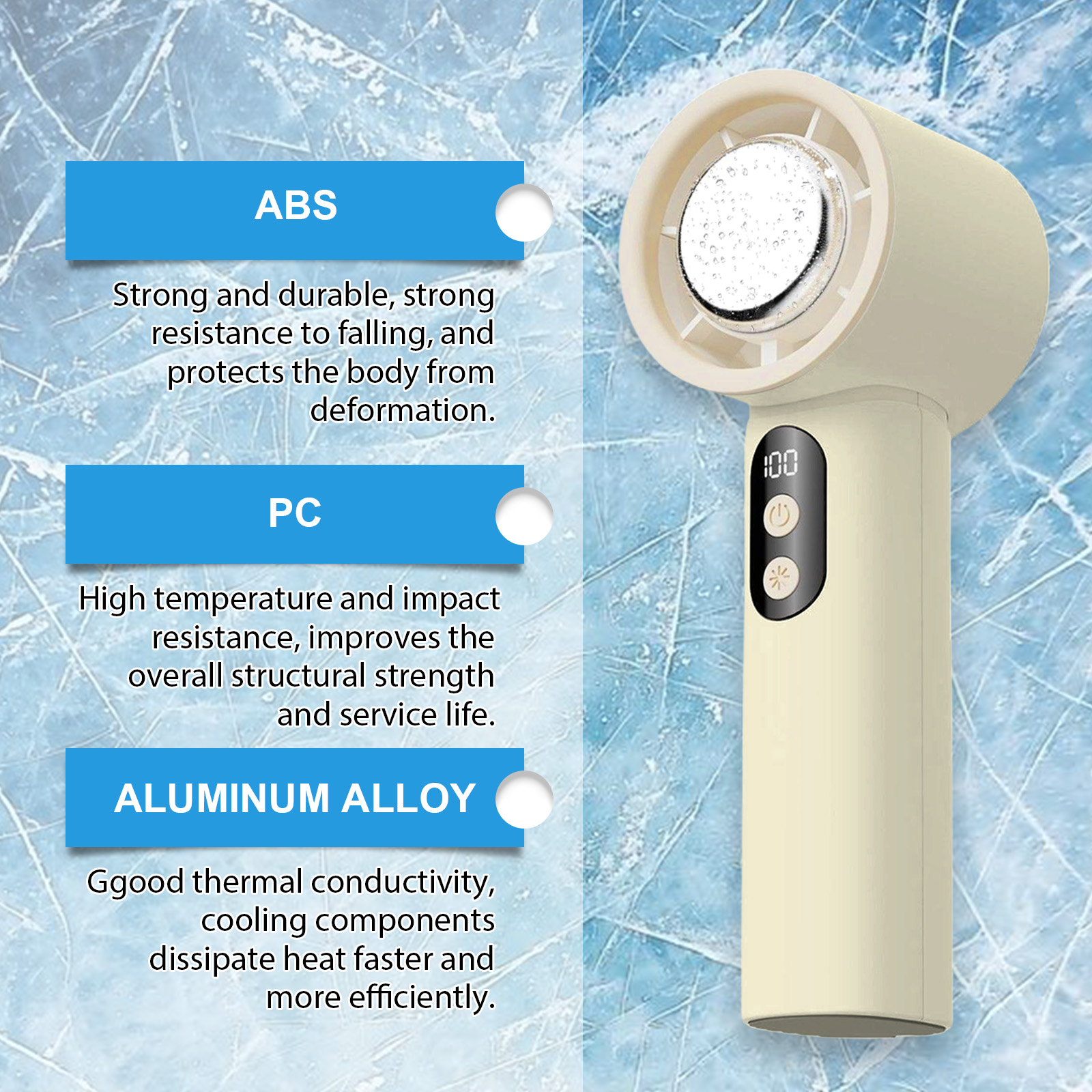 Ice Pack Handheld Fan Lotus White photo 3