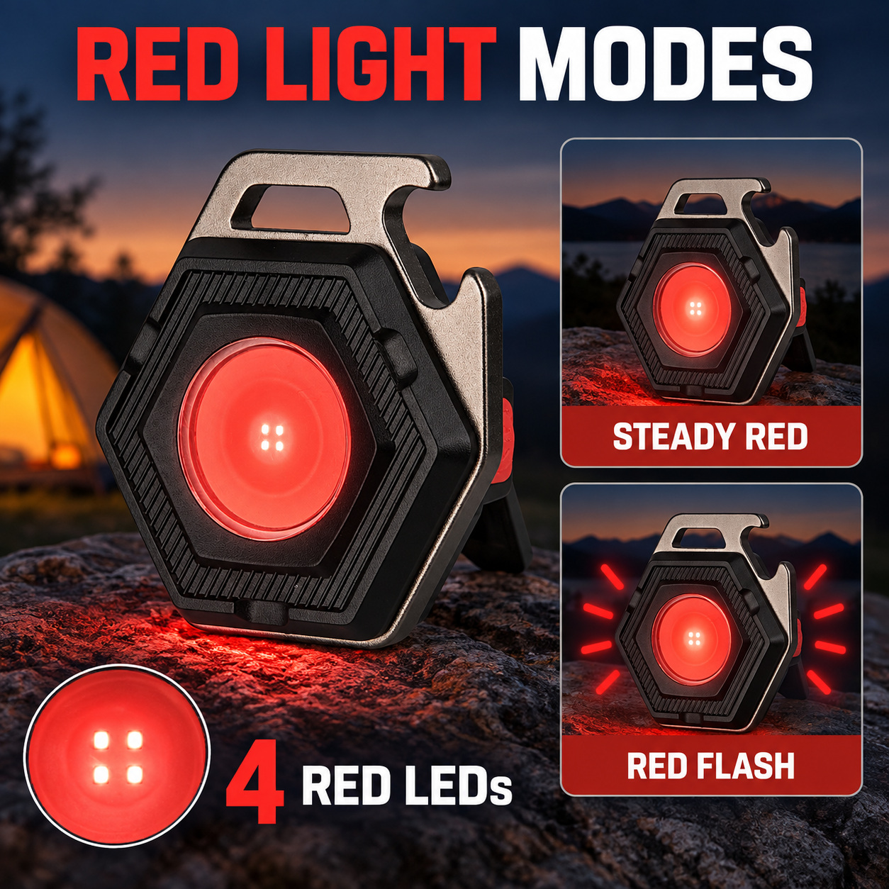 Rechargeable Magnetic Battery Display Type C LED Work Light Hanging Hook W5131 500LM 3 Hour photo 2